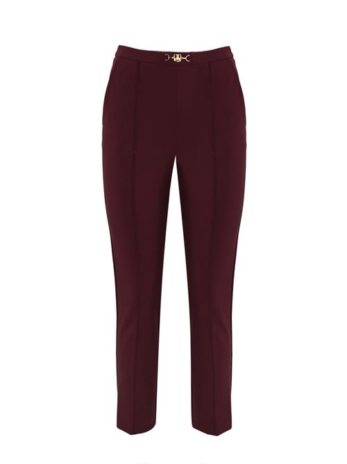 Pantalone in tessuto tecnico rouge noir con morsetto Elisabetta Franchi | PA02346E2CG3